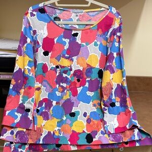 Habitat Colorful Abstract Floral 3/4 Long Sleeve Top Size Medium Retails